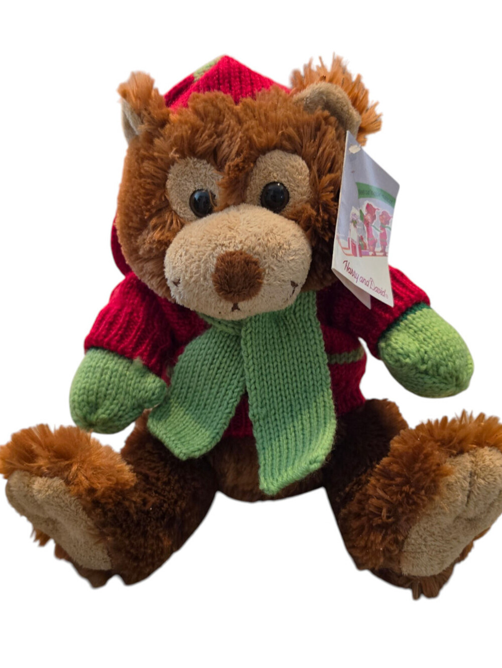 Harry & David Holiday Christmas Plush Stuffed Animal Bear w/ Scarf Hat NEW